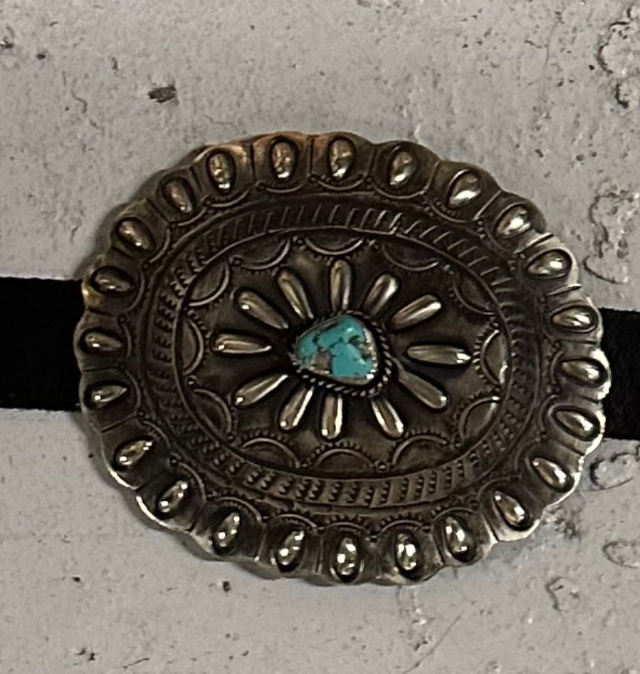 Embossed Concho Belt w/Turquoise - BBAR22-T