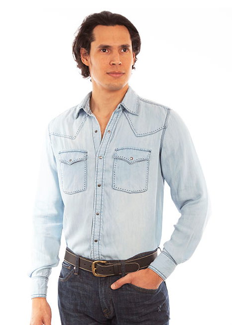 Light Blue Denim Shirt - Scully - SHSY11