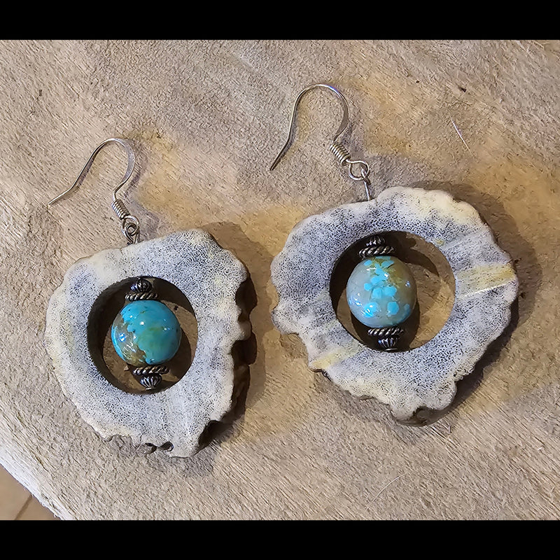 Antler/Turquoise Earrings - EJB1-#3