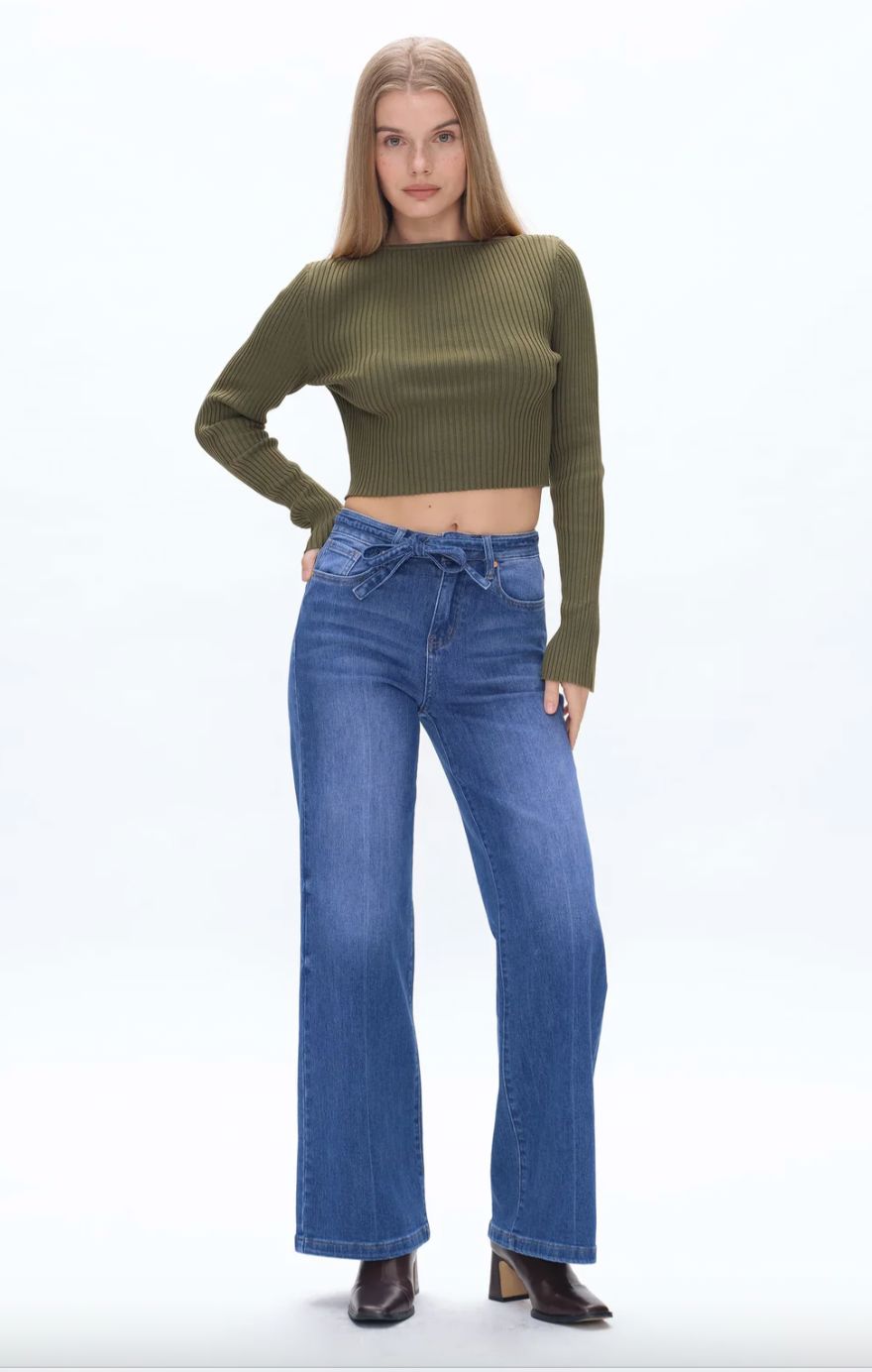 Bayeas High Rise/Wide Leg Jeans - Starlight - BY8137