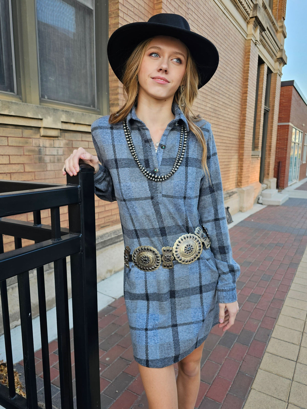 Blue/Grey Shirt Dress - DMC1