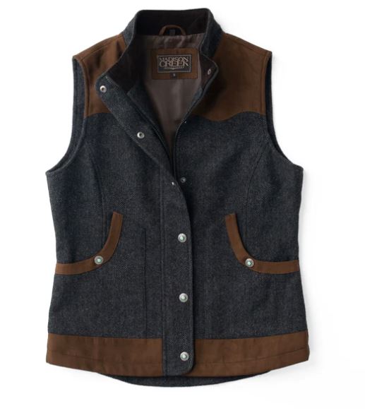 Channel Wool Vest - Charcoal Herringbone - VMC6