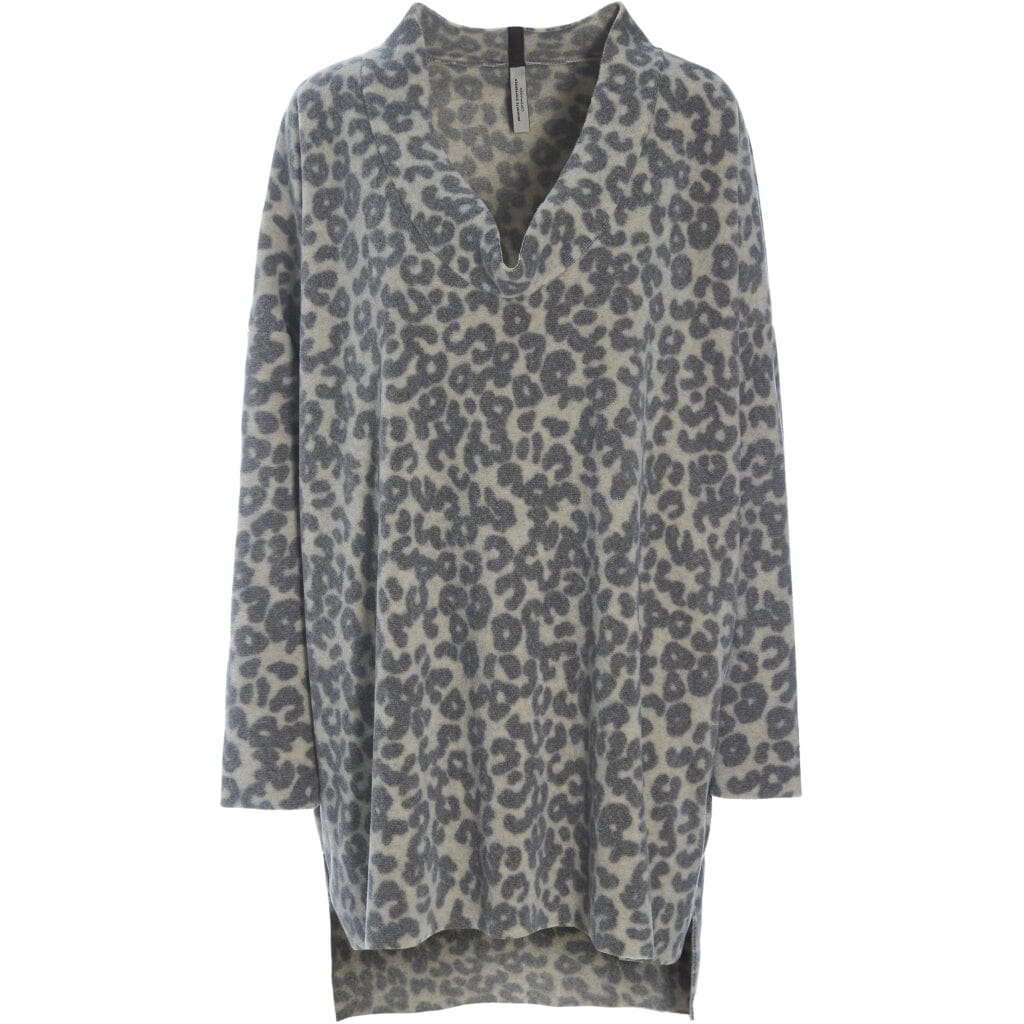 Grey Leopard Print V-Neck Tunic - 1350P