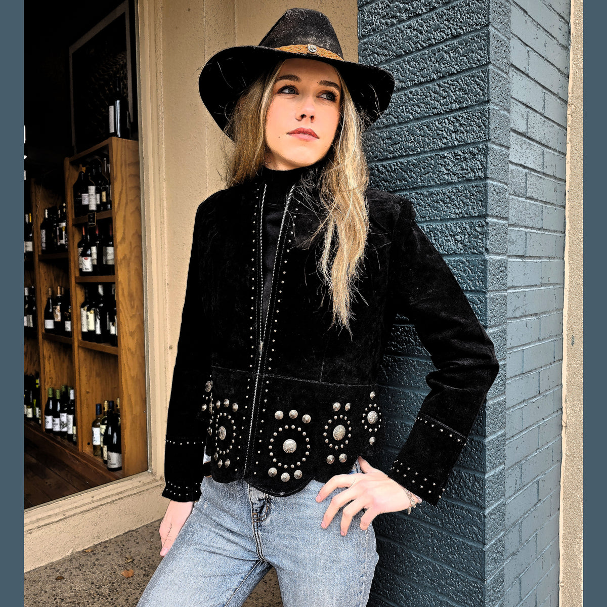 Suede Concho Jacket - Black - Scully - JSY3