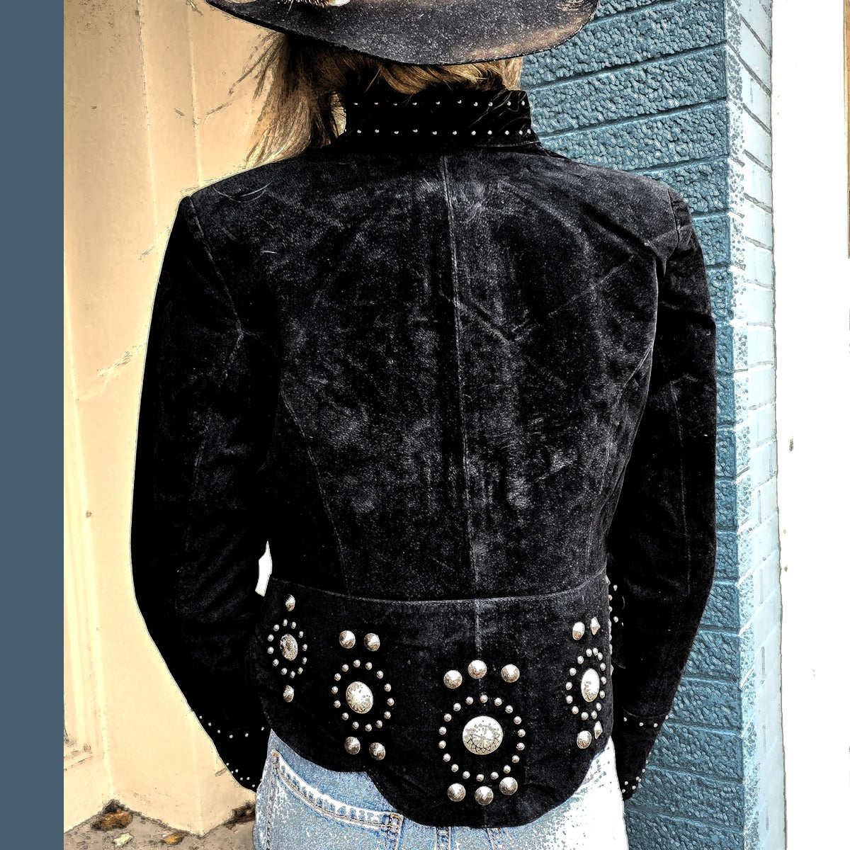 Suede Concho Jacket - Black - Scully - JSY3