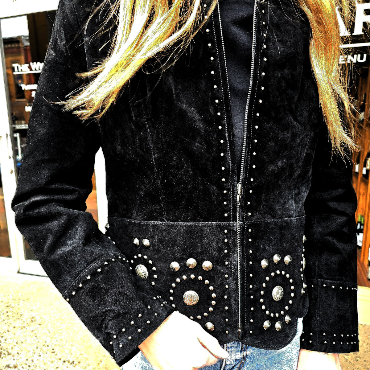 Suede Concho Jacket - Black - Scully - JSY3