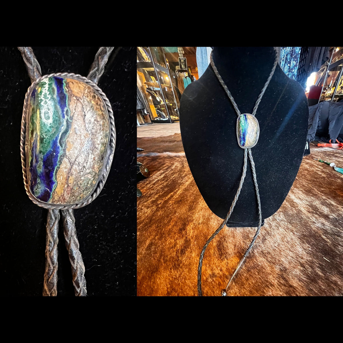 Kyanite and Leather Bolo Tie - BMH11