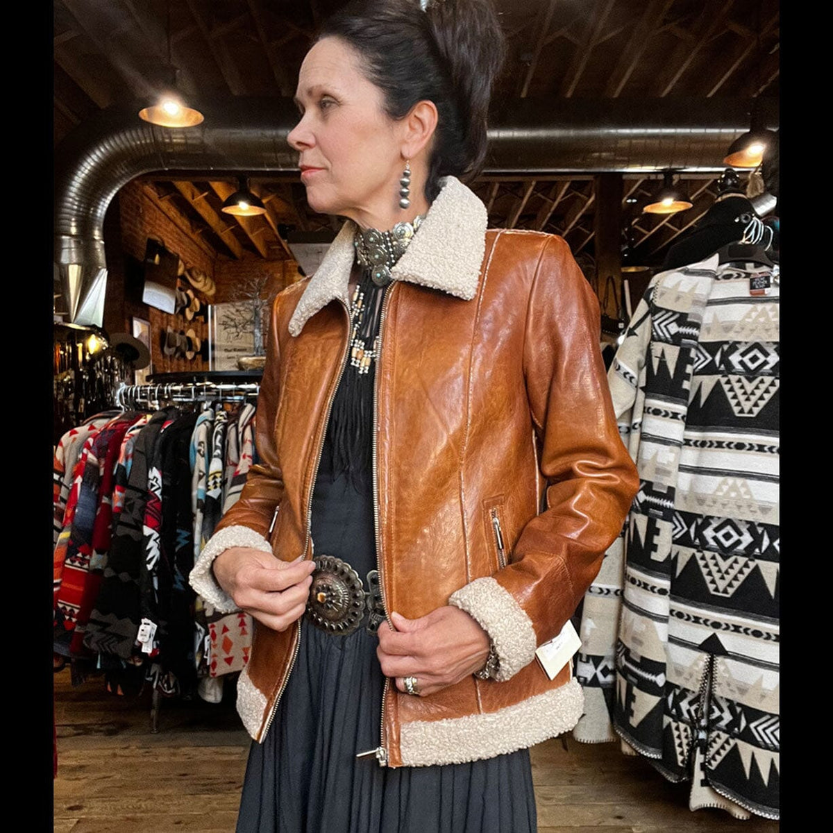 Leather Bomber Jacket - Cognac - Scully - JSY34