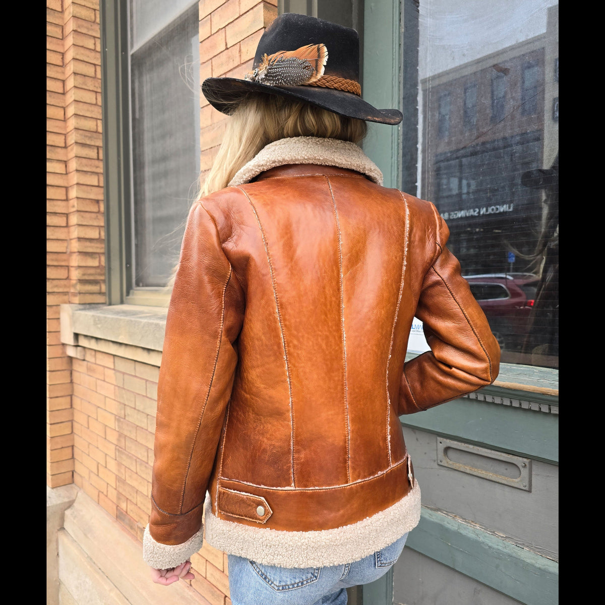 Leather Bomber Jacket - Cognac - Scully - JSY34