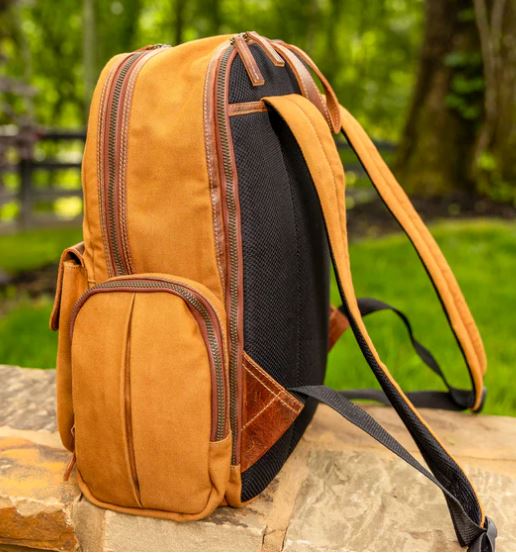 Leather Trimmed Canvas Backpack - BGMC1