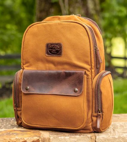 Leather Trimmed Canvas Backpack - BGMC1