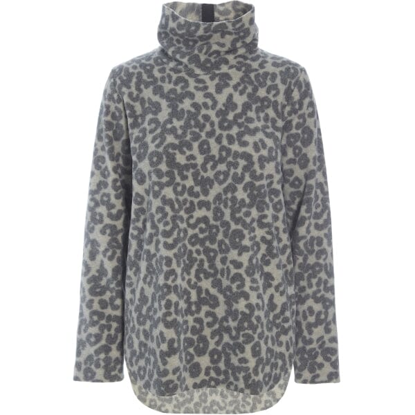 Leopard Grey T-Neck Fleece Top - 1348P