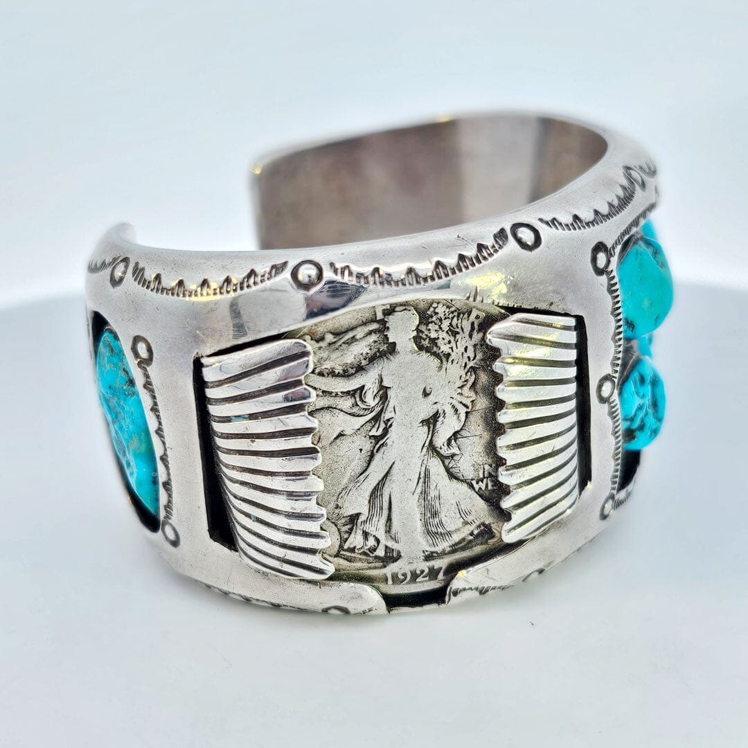 Sterling Silver Cuff With Silver Half Dollar - B. Touchine - CVO2