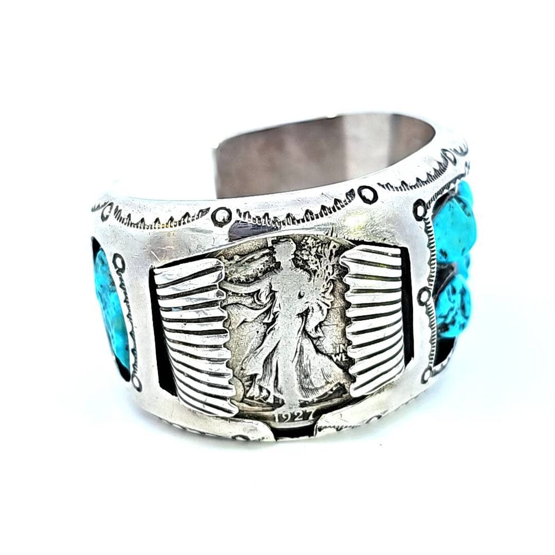 Sterling Silver Cuff With Silver Half Dollar - B. Touchine - CVO2