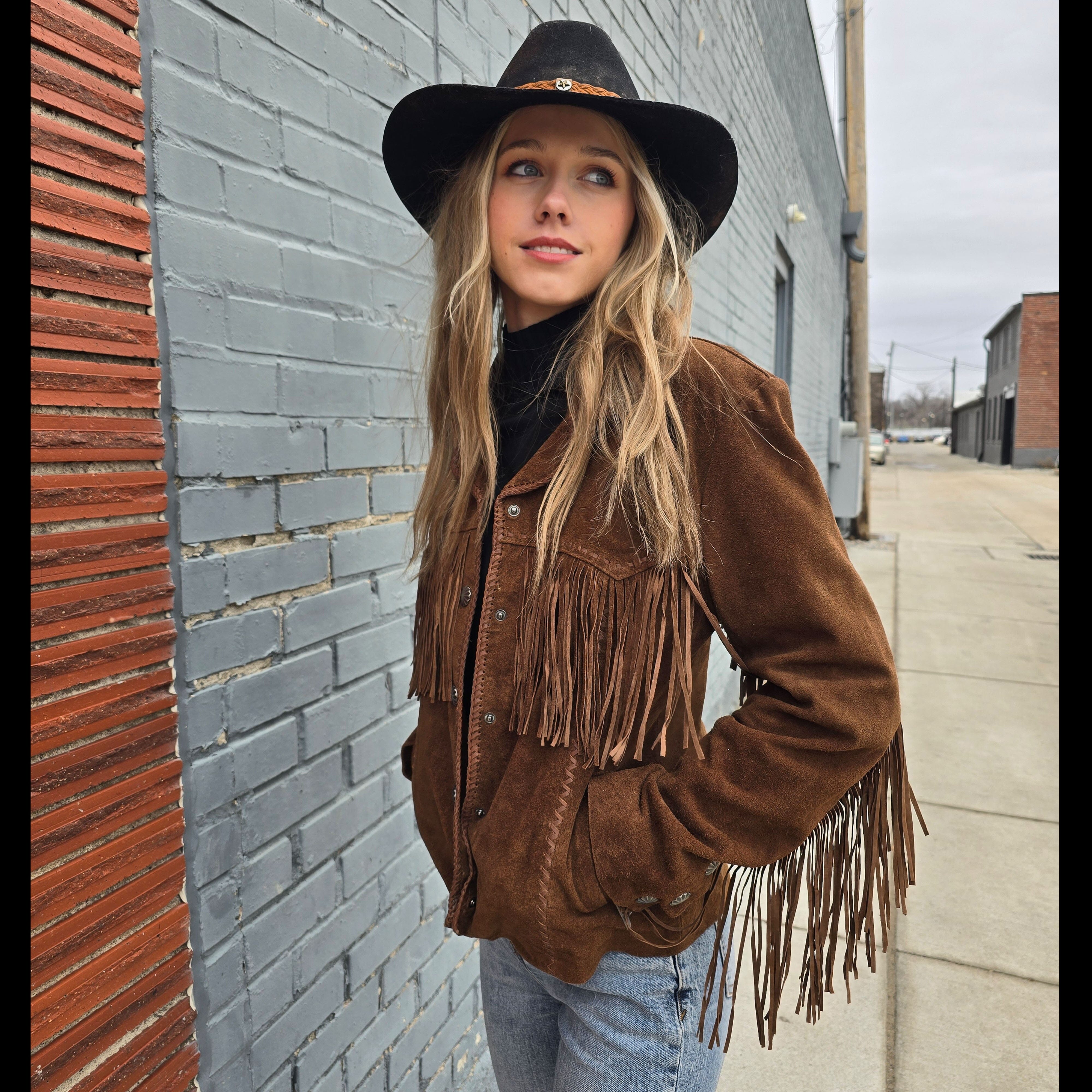 2024 Vintage Scully Tan Suede Fringe Jacket