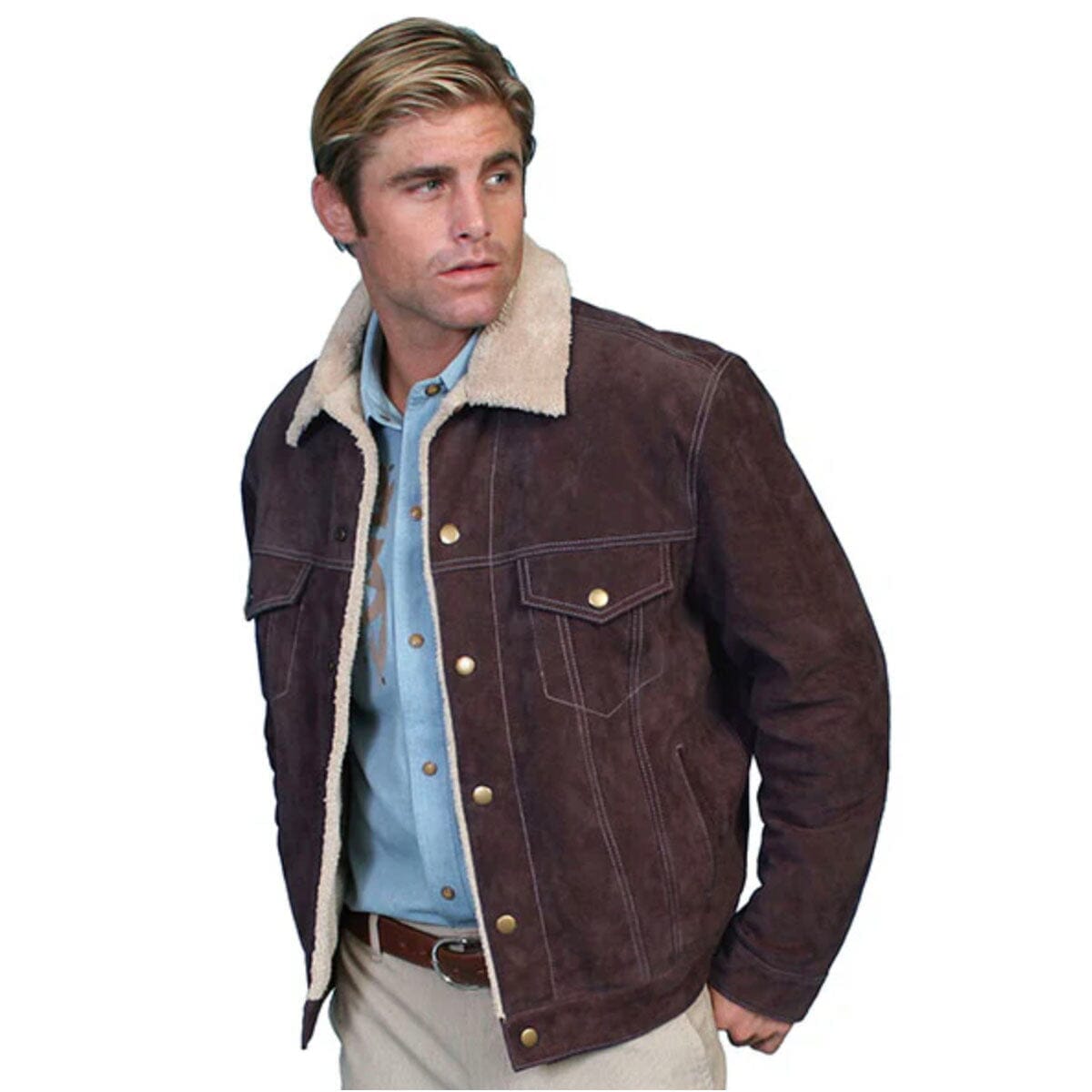 Denim fashion jacket with suede collar