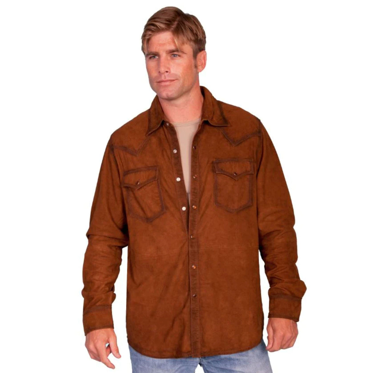 Suede Western Shirt - Brown - Scully - JSY38