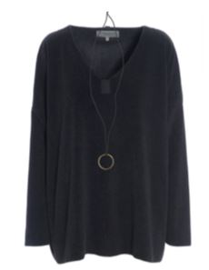 V-Neck Fleece - Soft Black - 1336SB