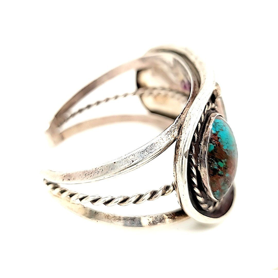 Bisbee Turquoise. 3-Stone Cuff - CMH25