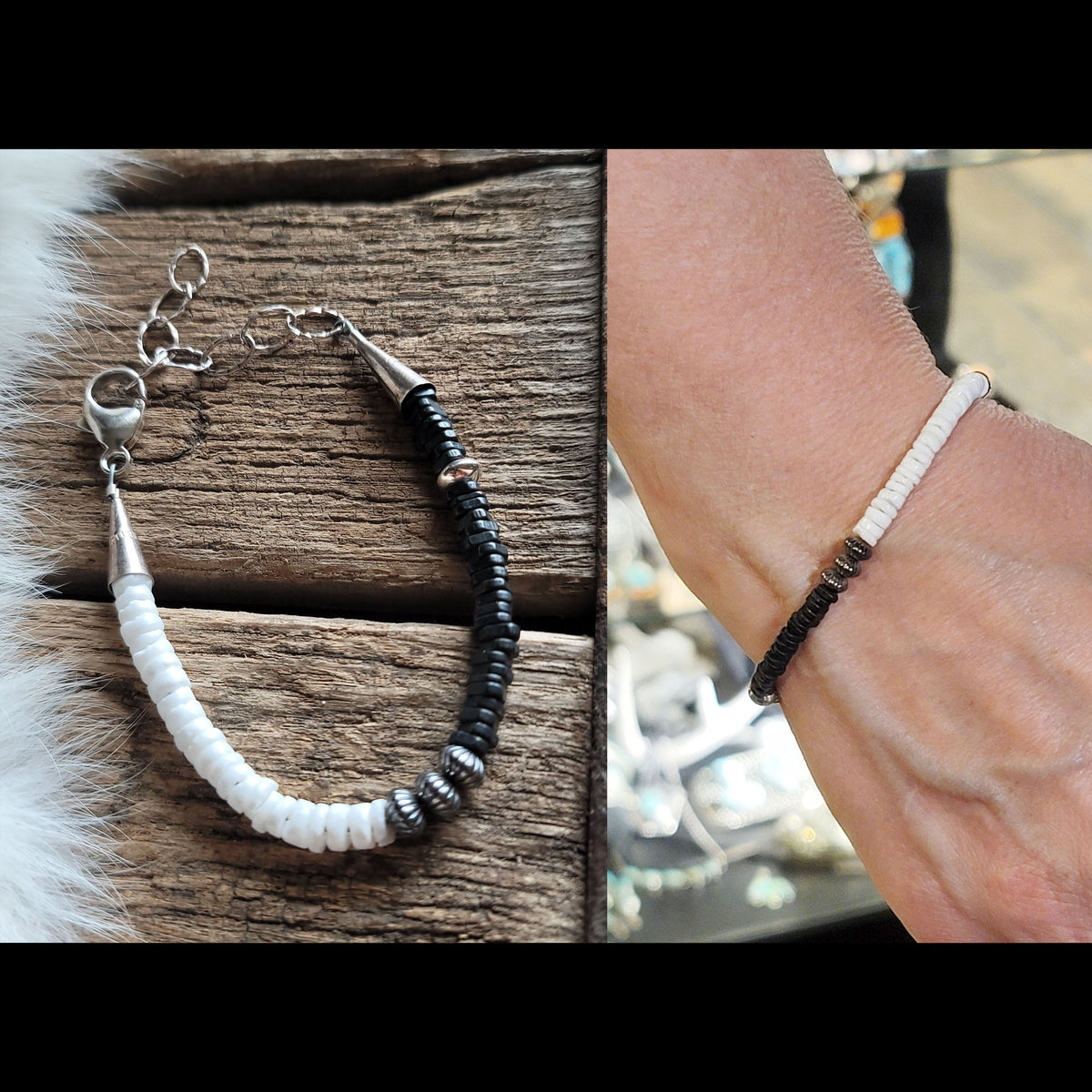 Black & White Heishi Bracelet - BR59-C