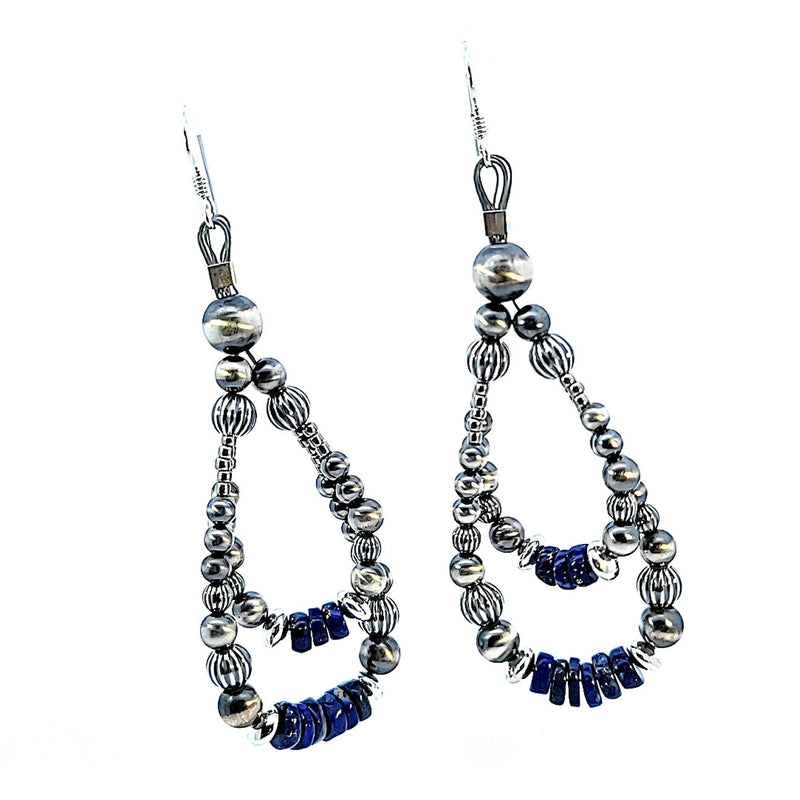 Nav. Pearl/Lapis Loop Earring